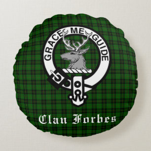 Coussins Ronds Clan Forbes Tartan et Insigne de crête 