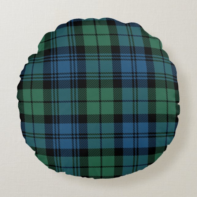 Coussins Ronds Clan Plaid Campbell Tartan Vert Bleu noir (Devant)