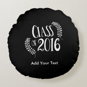 Coussins Ronds Classe de 2016 noirs et blancs gothiques