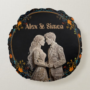 Coussins Ronds Classe royale mariée et mariée