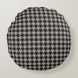 Coussins Ronds Classic Pepita Houndstooth Motif Black Grey