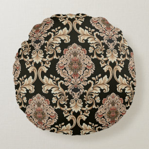 Coussins Ronds classique damask jacquard motif avec cadre abstrai