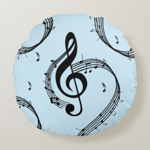 Coussins Ronds Clé de sol climactique Musique Bleue