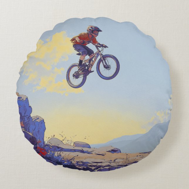 Coussins Ronds Cliff Jumping BMXer - Conception du pilote BMX (Devant)