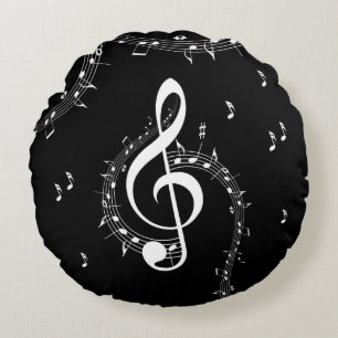 Coussins Ronds Climacic G Clef Music Black