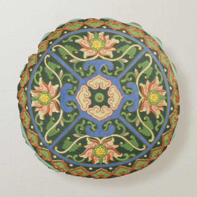 Coussins Ronds Cloisonne Chine Patter Asiatique Oriental (Devant)