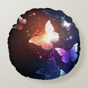 Coussins Ronds Clowing Night Butterflies