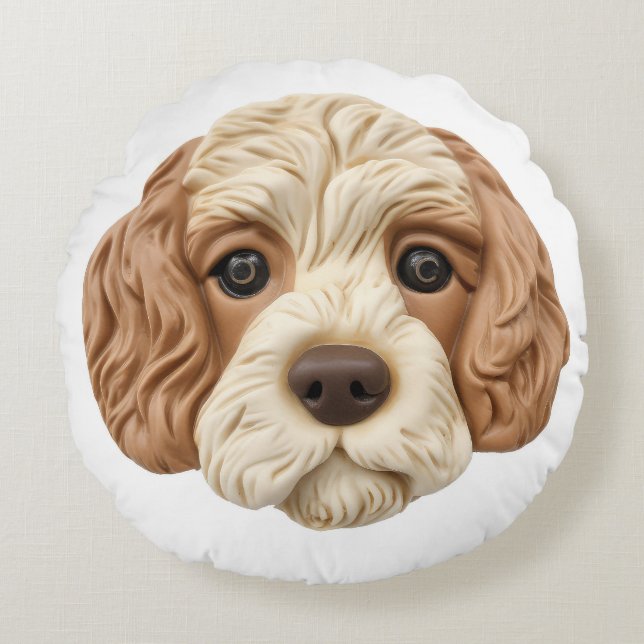 Coussins Ronds Cockapoo Chien 3D Inspiré (Devant)