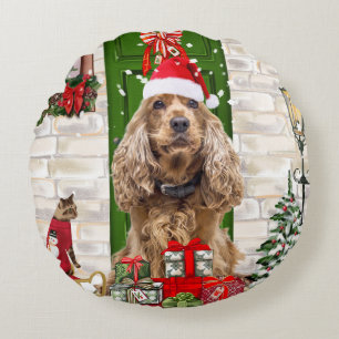 Coussins Ronds Cocker Spaniel Chien Noël