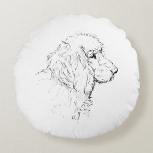 Coussins Ronds Cocker Spaniel – Dessin au trait minimaliste de ch
