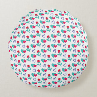 Coussins Ronds coeur bleu rose