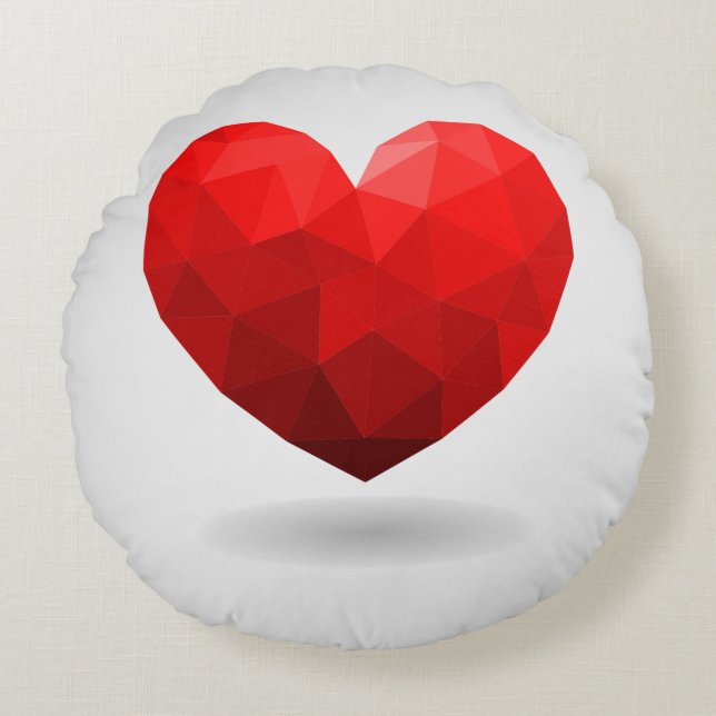 Coussins Ronds Coeur d'amour bas poly valentine (Devant)