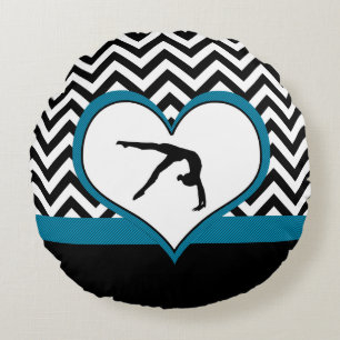 Coussins Ronds Coeur de Chevron de gymnastique dans le noir