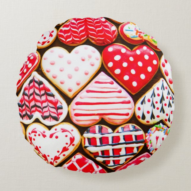 Coussins Ronds Coeur de Saint Valentin Cookies : Amour fait maiso (Devant)