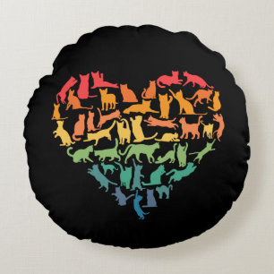 Coussins Ronds Coeur des chats Amoureux de les chats animaux colo