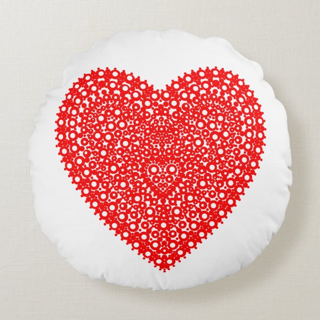 Coussins Ronds Coeur des points rouges fantaisie (Devant)