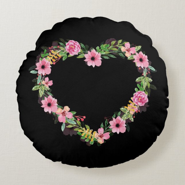 Coussins Ronds Coeur floral (Devant)
