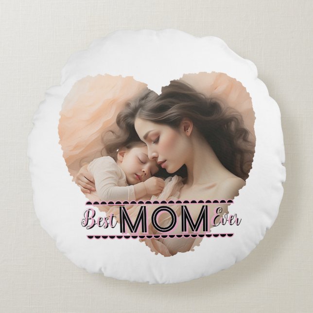 Coussins Ronds Coeur, meilleure maman jamais (Devant)