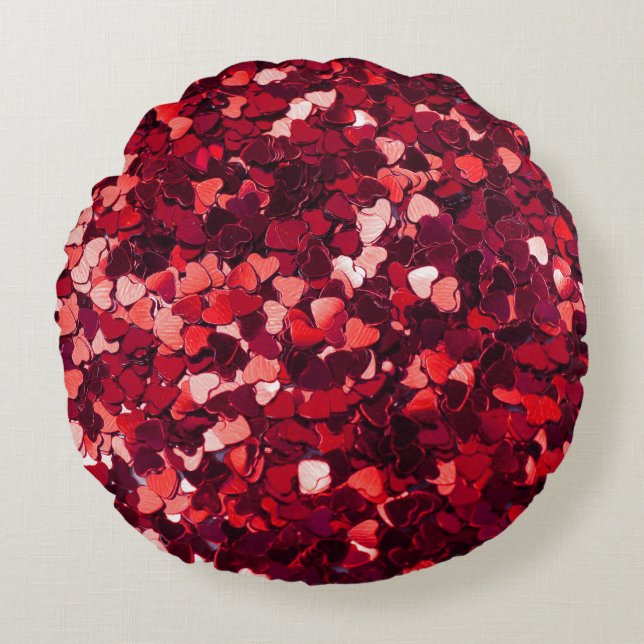 Coussins Ronds Coeur Parties scintillant rouge : Texture minimali (Devant)