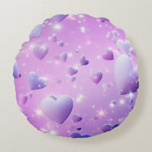 Coussins Ronds Coeur pourpre brillant