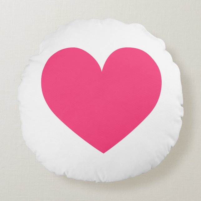 Coussins Ronds Coeur rose chaud avec Motif Pois moderne (Devant)