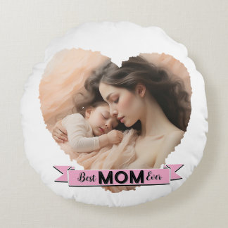 Coussins Ronds Coeur toi, meilleur maman jamais ruban