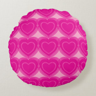 Coussins Ronds Coeurs Abstraits modernes - Fuchsia rose
