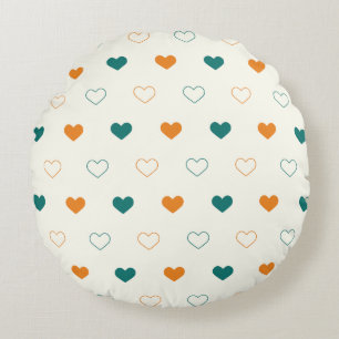Coussins Ronds Cœurs charmants / crème orange vert