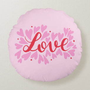 Coussins Ronds Coeurs d'amour - rose et rouge