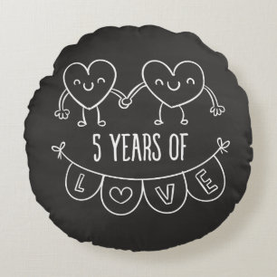 Coussins Ronds Coeurs de la calèche cadeau du 5e anniversaire
