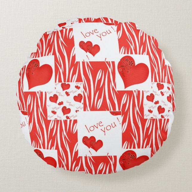 Coussins Ronds Coeurs rouges, amour. (Devant)