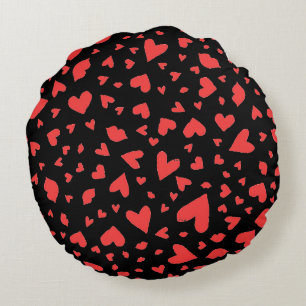 Coussins Ronds Coeurs rouges et baisers