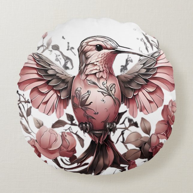 Coussins Ronds Colibri mignon sur Twig (Devant)