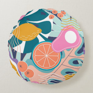 Coussins Ronds Collage moderne floral sans couture motif. Exposit