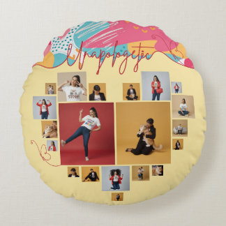 Coussins Ronds Collage photo féminin personnalisé sans concession