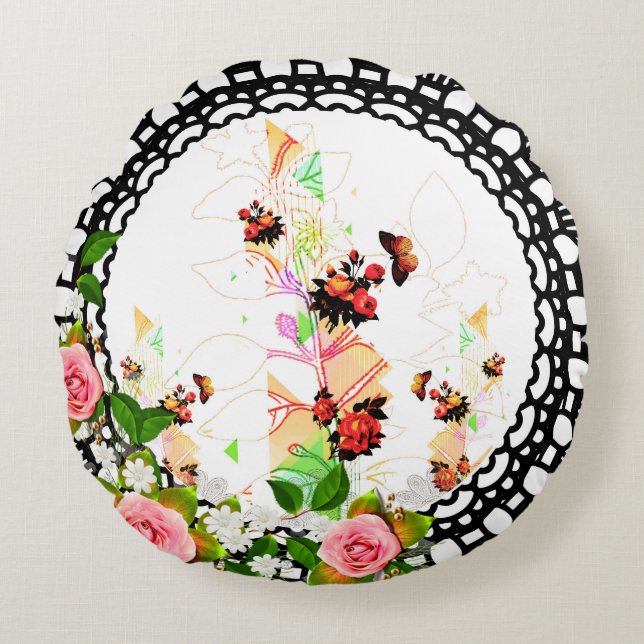 Coussins Ronds Collage vintage (Devant)