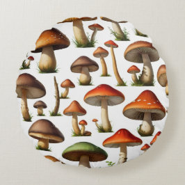 Coussins Ronds Collection de champignons Design Motif