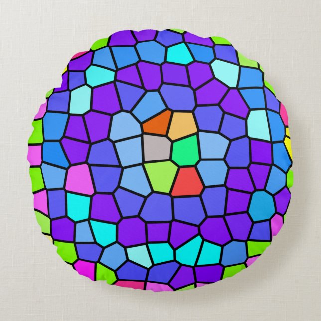 Coussins Ronds Colorful Geometric Mosaic (Devant)