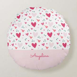 Coussins Ronds Colorful Hearts Print