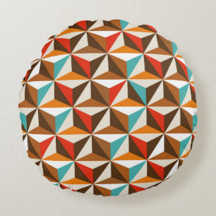 Coussins Ronds Colorful triangle tiles seamless vintage pattern.
