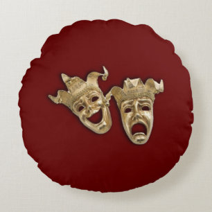 Coussins Ronds Comédie et tragédie Théâtre Rouge foncé