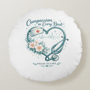 Coussins Ronds Compassion à chaque battement Nurse Heart Design