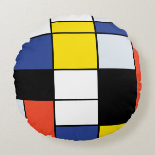Coussins Ronds Composition A de Piet Mondrian - Art Moderne Abstr