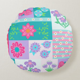 Coussins Ronds Conception de fleurs vibrantes en fleurs