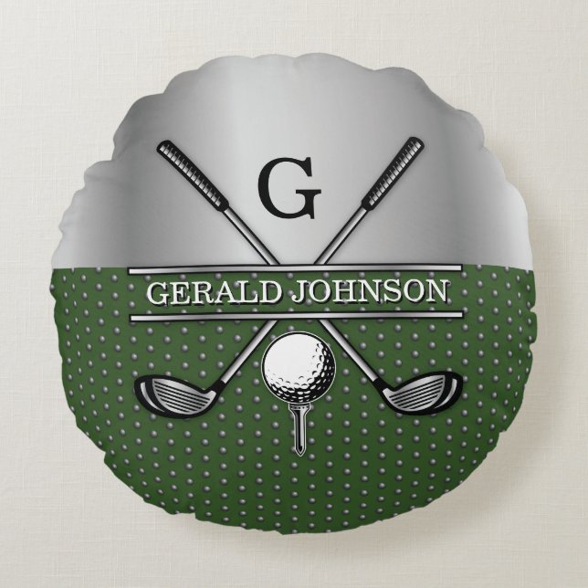 Coussins Ronds Conception de monogramme de golf personnalisé (Devant)