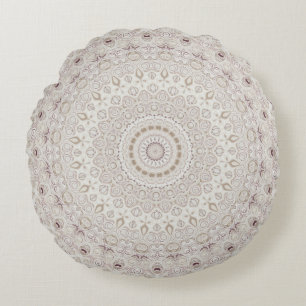 Coussins Ronds Conception de motif mandala beige et taupe