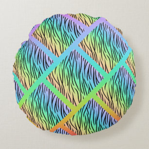 Coussins Ronds Conception de Poster de animal Wild Rainbow