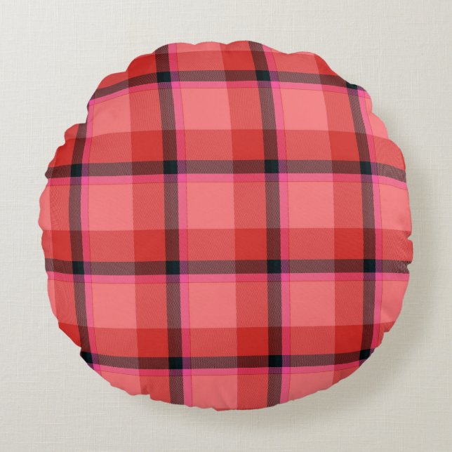 Coussins Ronds Conception de tartan (Devant)