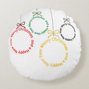Coussins Ronds Conception de texte d'ornements de Noël