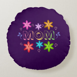 Coussins Ronds Conception de typographie maman, texte d'art de ci